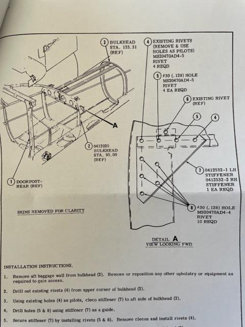Cessna 150 RIGHT Fuselage Tail Cone Stiffener. Service Letter SE75-20. New Old Stock.