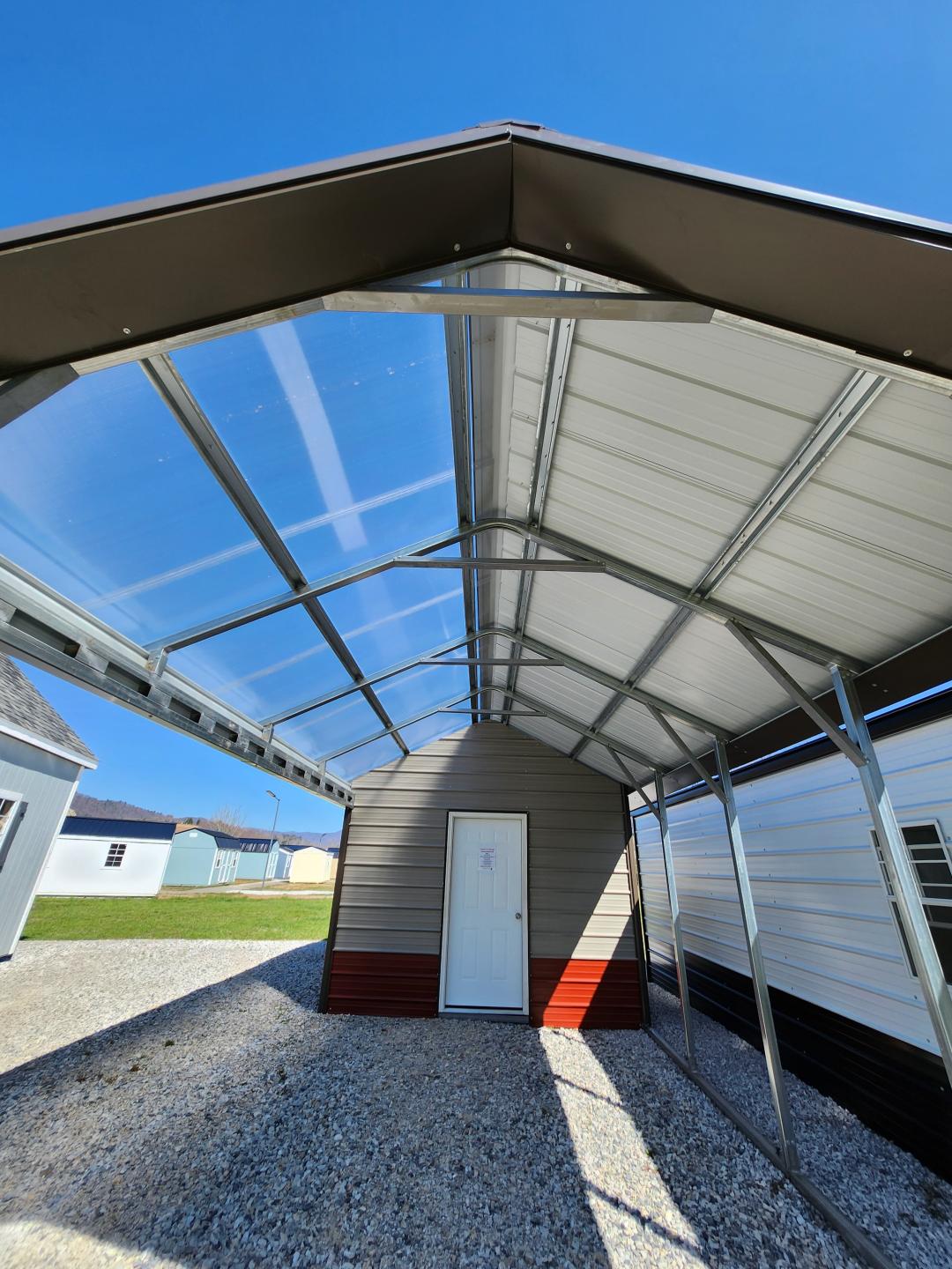 20% OFF! - SAVE $2,390 - ONLY $9,562 for this 12x35x8 Combo Unit with One-Half Double Poly Roof and lots of EXTRA FEATURES!