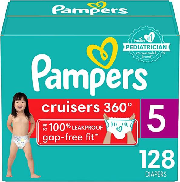 Diapers Size 5, 128 Count - Pampers Pull On Cruisers 360° Fit Disposable Baby Diapers with Stretchy Waistband