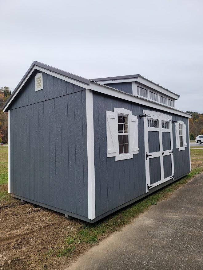 Marion #15063 - 10X20 Dark Gray Southern Classic with Transom Dormer & Electrical Package!