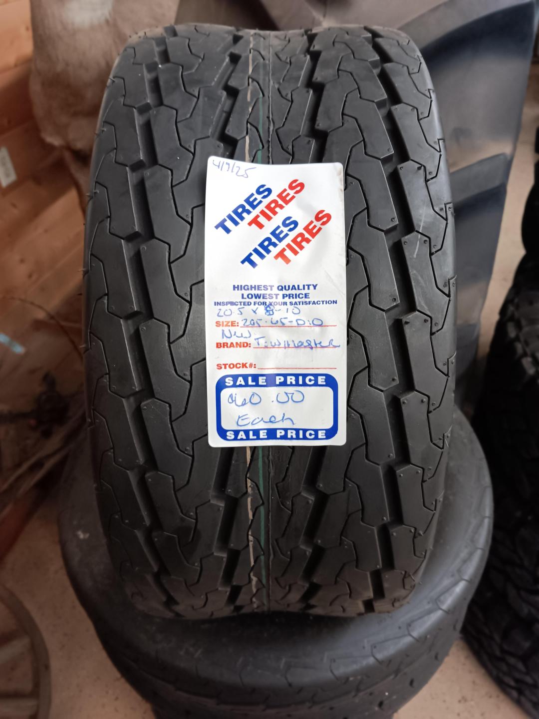 New 205/65D10 or 20.5x8x10 Tow Master Tires Each