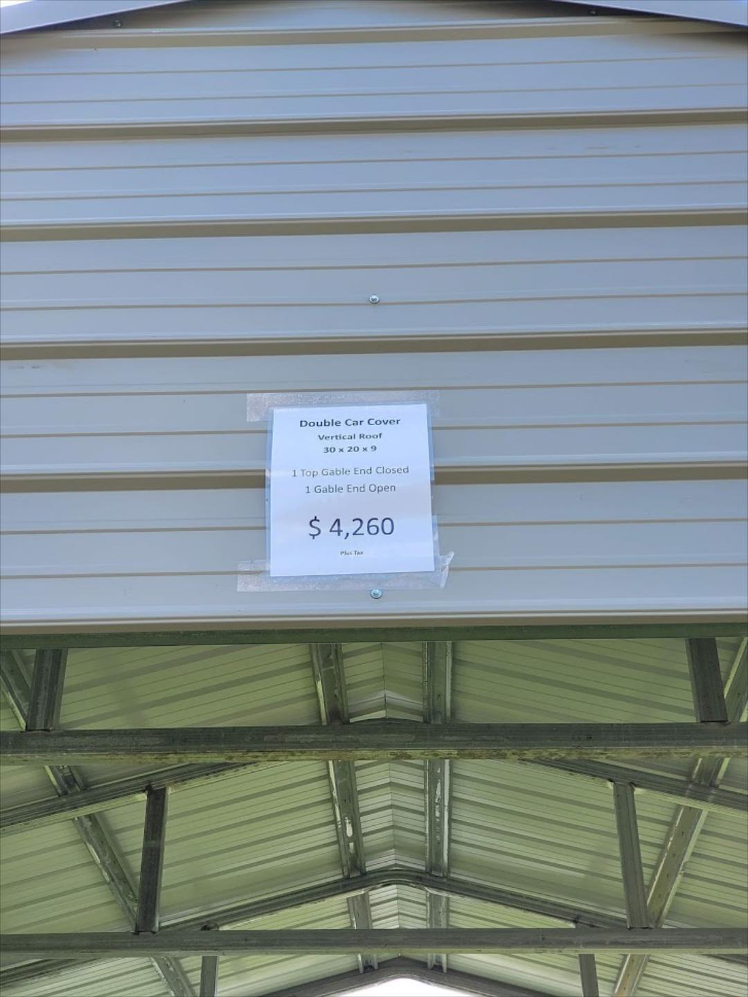Marion - 30x20x9 VERTICAL ROOF DOUBLE CARPORT COVER
