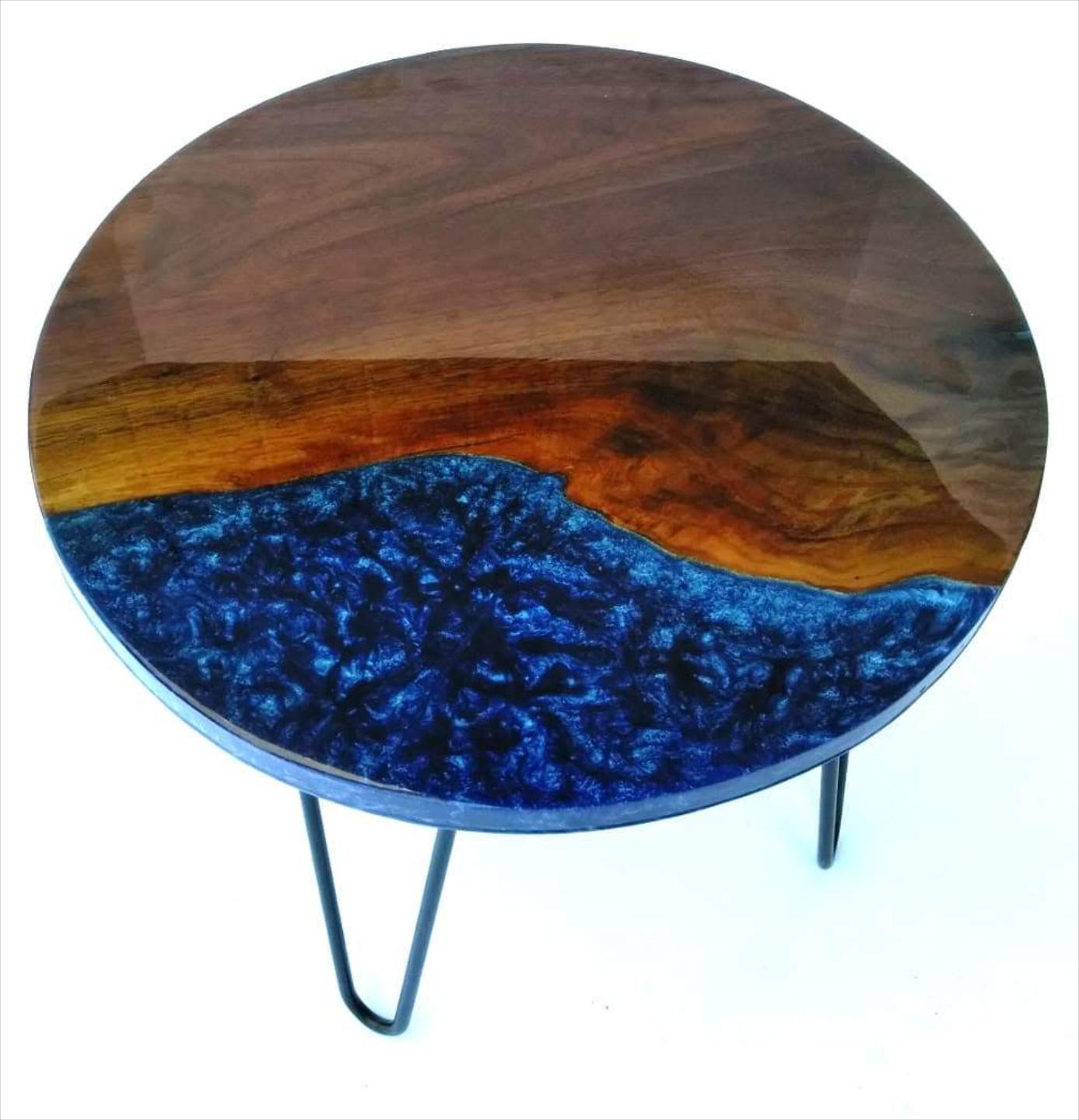 Black Walnut and Blue wave table