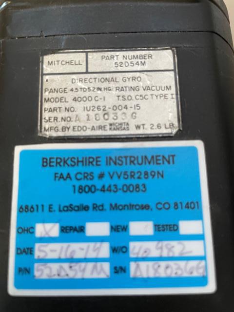 Mitchell Edo Aire 4000C-1 Directional Gyro With Autopilot Function. Used.