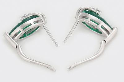 Emerald Rhodium Plated Stud Earrings