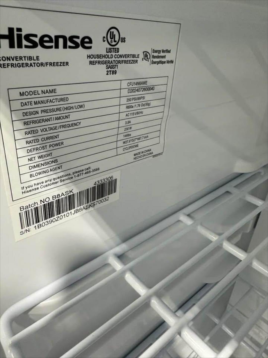 Hisense 21.2 cu. ft. Garage Ready Frost Free Convertible Upright Freezer in White