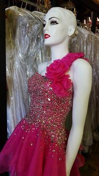 HOMECOMING DRESS JEWEL ENCRUSTED BODICE FUCHSIA