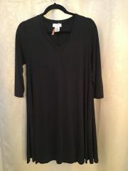 V Neck Hidden Pocket 3/4 Sleeve Swing A Line Dress