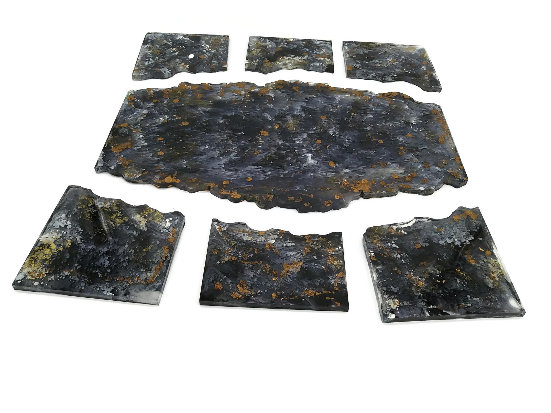 Black White and Gold Coasters and Serving tray