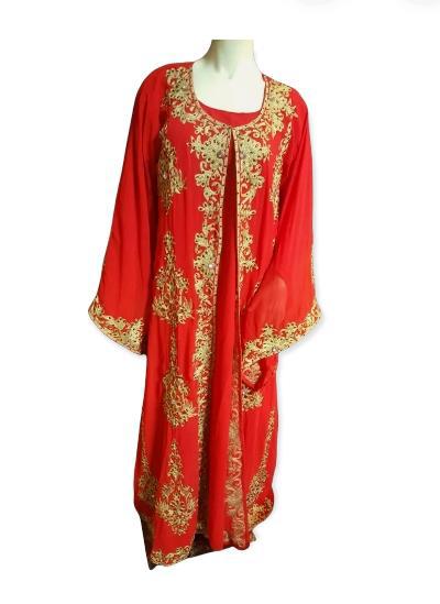 Embroidered Fuchsia Abaya Dress
