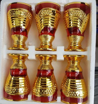Blue and Gold Glass Tumbler Set