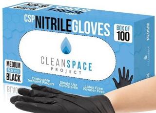 Clean Projects Non-Powdered Black Nitrile / 5.5 Mil / Size M / Box of 100