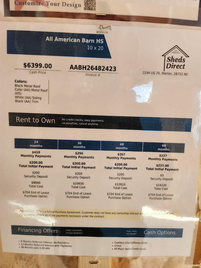 SAVE 10% or $639 OFF - ONLY $5,760 - 10X20 LOFTED BARN - $200Down and Payments as Low as $237 + tax/MO