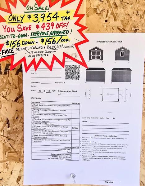 🔥$439 OFF - 10x12 SHED - ONLY $3,954 or $156 DOWN & $156/MO - NO CREDIT CHECK - FREE DELIVERY & BLOCKS (50 miles)