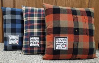 Memory pillow made from Loved Ones Shirts.