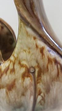 BROWN & GREEN DRIP GLAZE POTTERY VASE VINTAGE