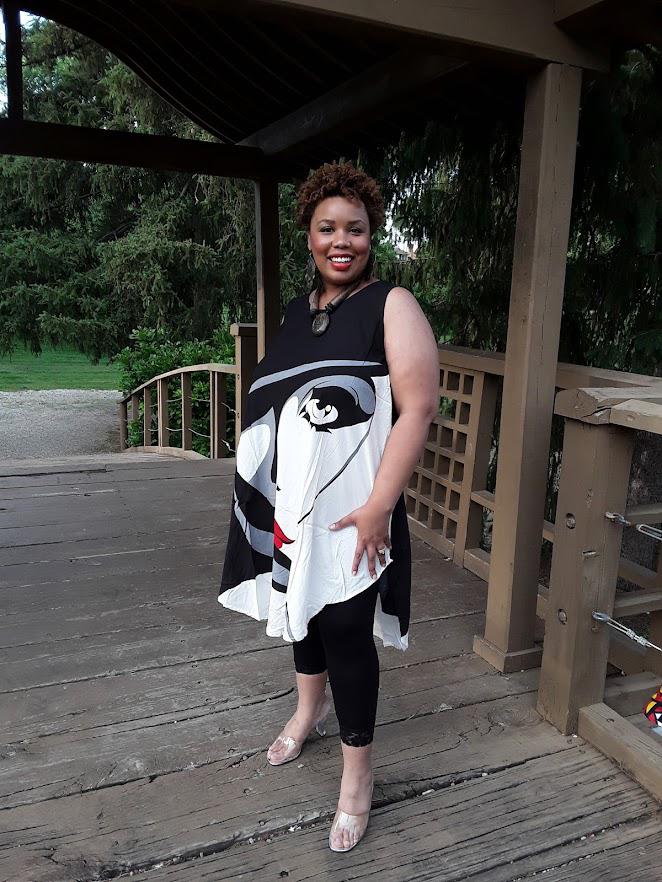 Abstract Human Face Umbrella Dress.