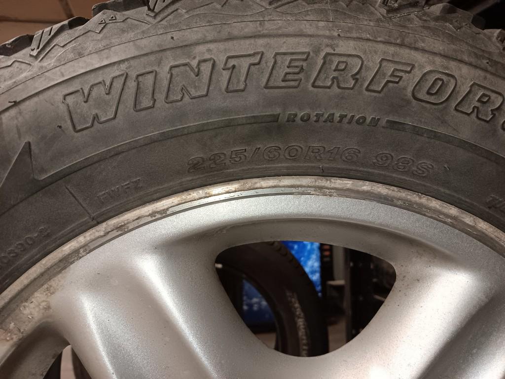 225/60R16 Firestone Winterforce Tires on 5 Bolt Jeep Rims