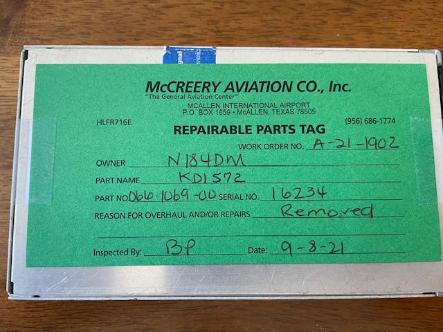 King KDI 572 DME Indicator Display. Form 8130, Used.