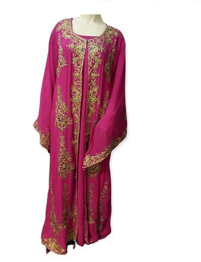 Embroidered Fuchsia Abaya Dress