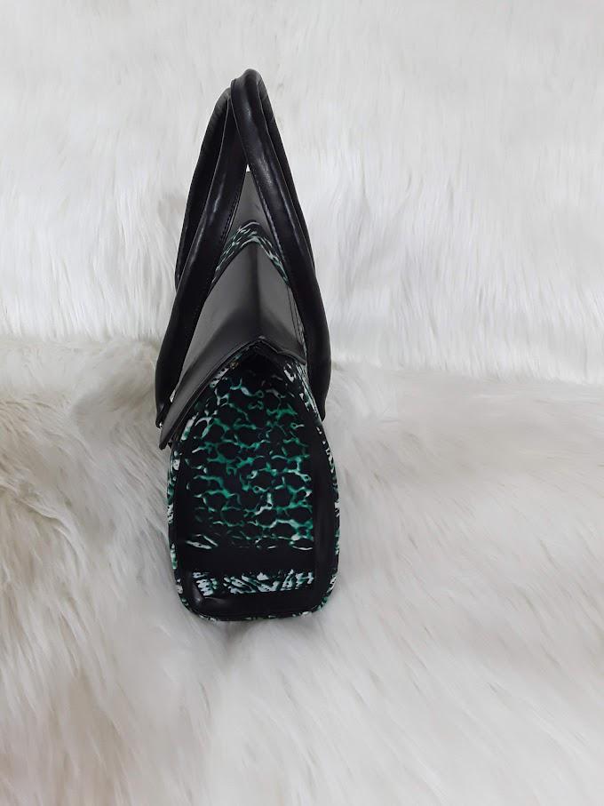 Green and Black Multicolor Handmade Ankara Handbag./ Purse