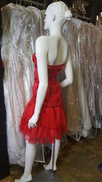 RED SHORT TULLE CORSET BODICE HOMECOMING DRESS