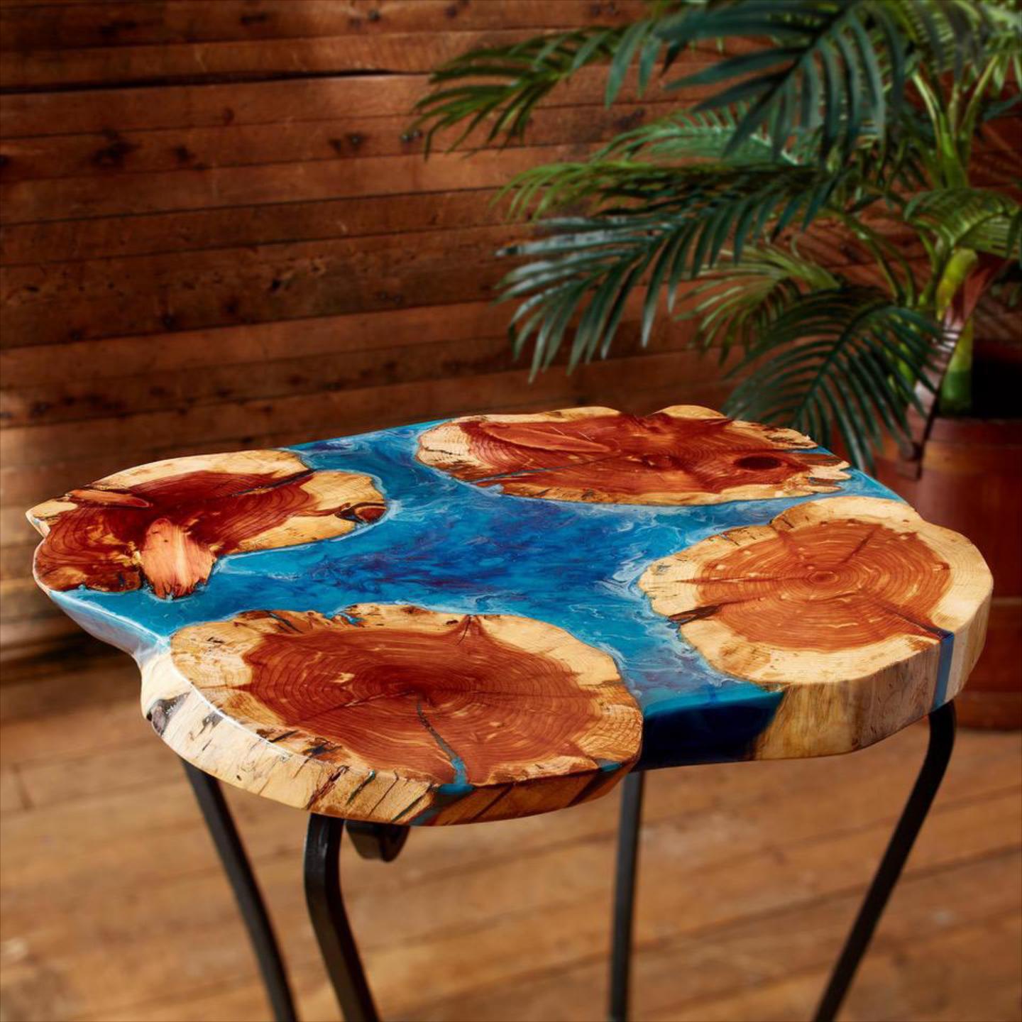 Cedar and resin end table