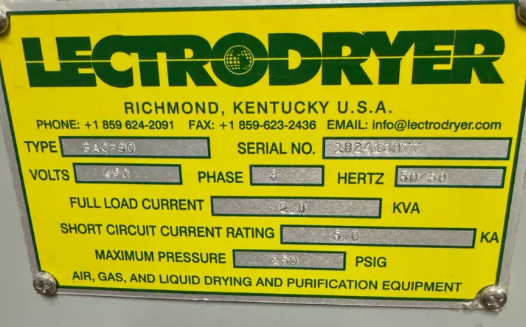 Lectrodryer BAC-50 Hydrogen Dryer | Automatic Moisture Control for Hydrogen-Cooled Generators