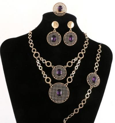 Purple Crystal Necklace Set