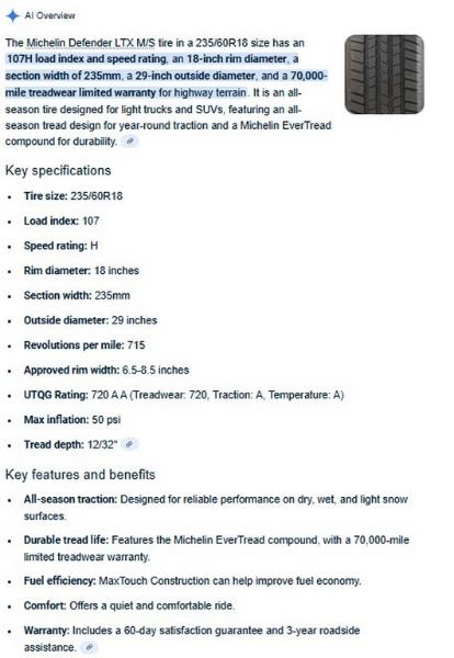 235/60R18 Michelin X LT M/S Tires