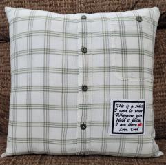 Memory pillow made from Loved Ones Shirts.