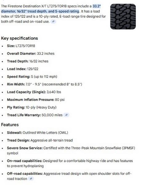 LT275/70R18 Firestone Destination X/T Tires Set of 4