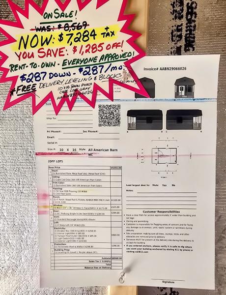🔥SAVE $1,285 - 10X16 BARN PORCH & ELECTRICAL PACKAGE - ONLY  $7,284  $287 DOWN & $287/Mo - NO CREDIT CHECK  - FREE DELIVERY & BLOCKS (50 Miles)