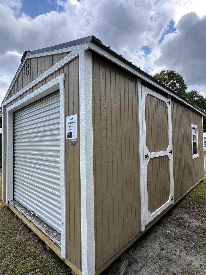Graceland 12x20 Garage with DuraTemp Siding – Warm Sand, Platinum Metal Roof, Patented Ventilation, Free Delivery