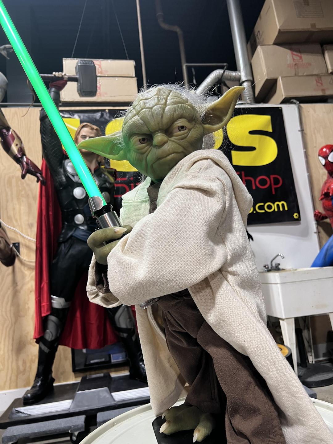 Life Size Yoda with Lightsaber