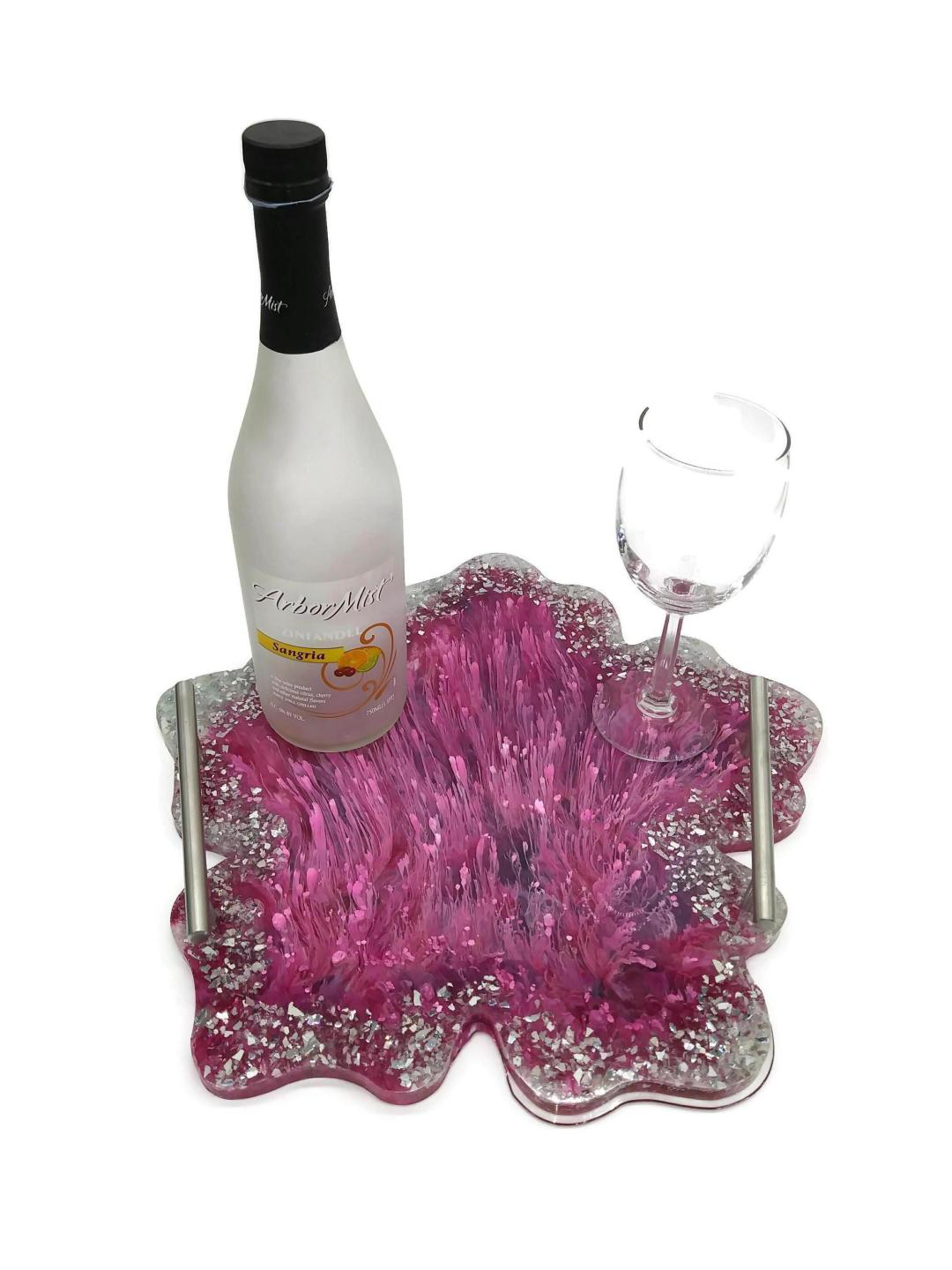 Pink Flower Serving Tray