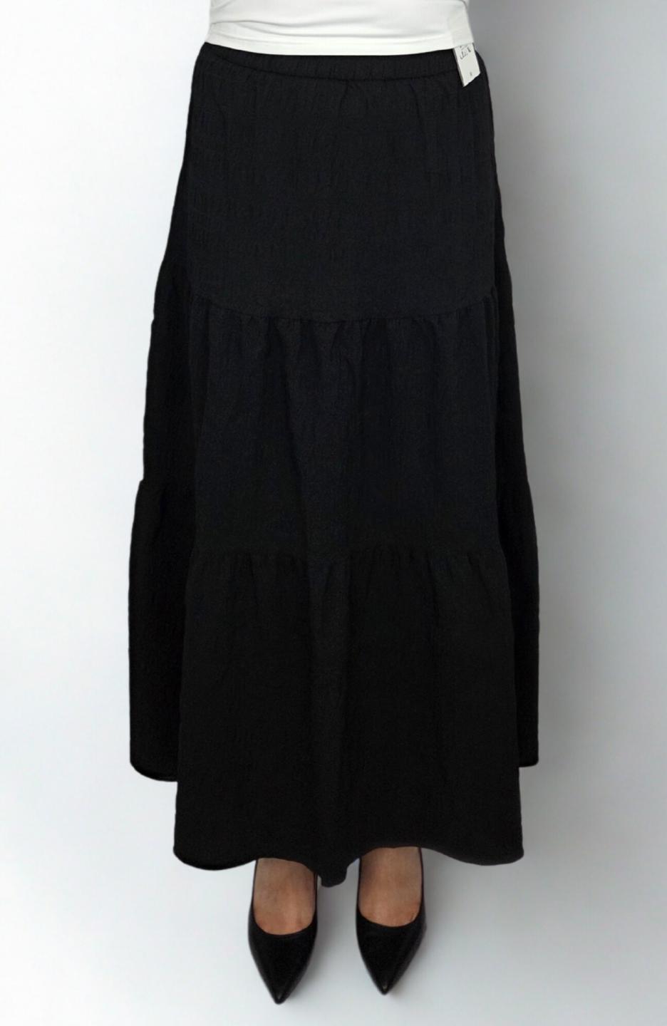Black Textured Maxi Skirt