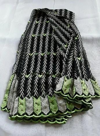 Black/Green/Gold Brocade Fabric