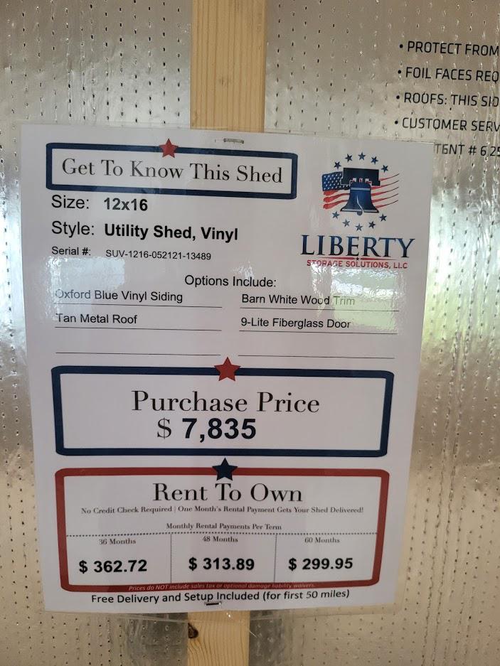Marion - 12x16 Utility Shed - Vinyl