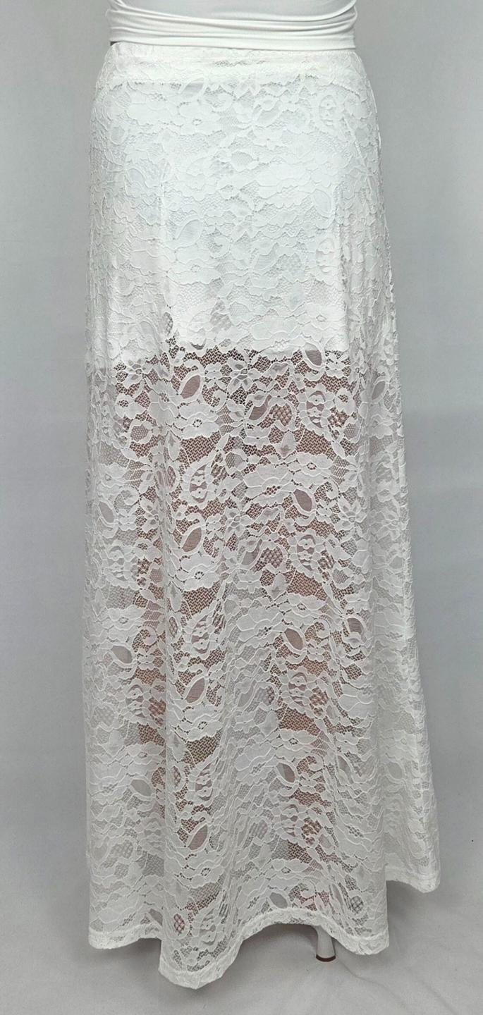 Elegant White Lace Maxi Skirt