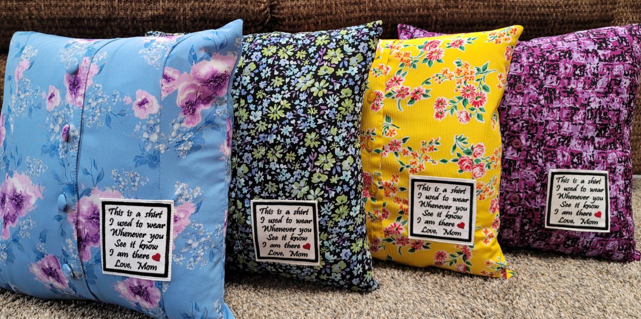 Memory pillow made from Loved Ones Shirts.