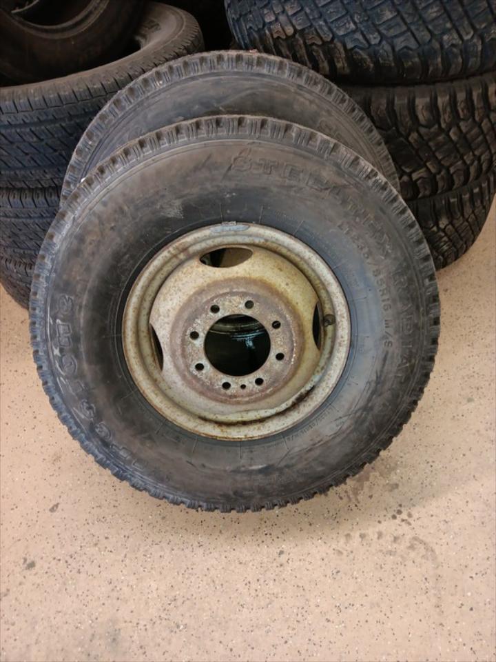 New LT235/85R16 Firestone SteelTex Radial L/T Tires with 8 Hole Dually Rims Pair of 2