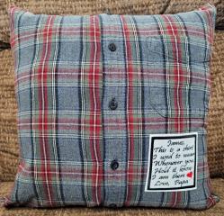 Memory pillow made from Loved Ones Shirts.