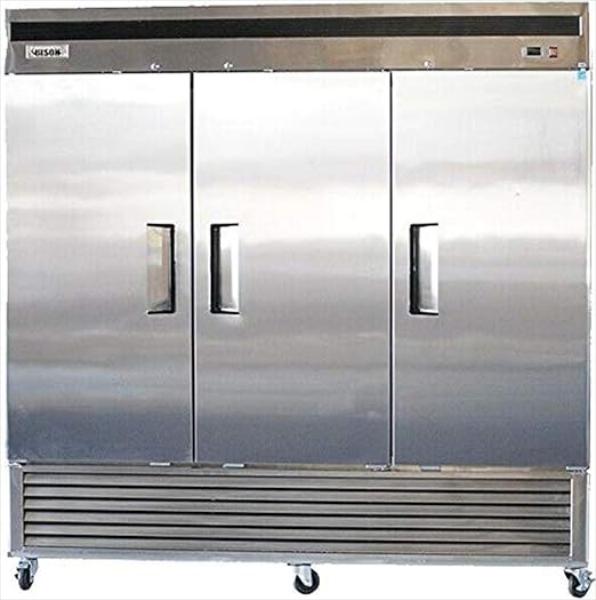 Bison Model   BRF71   Three Door Stainless Reach-In Freezer