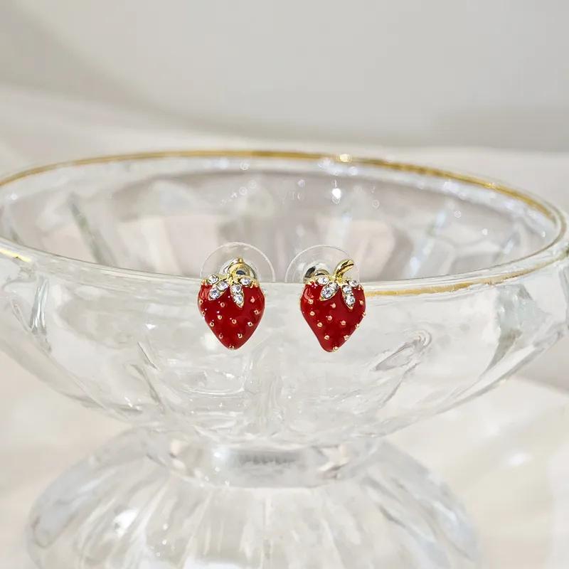 Strawberry Rhinestone Earring Studs