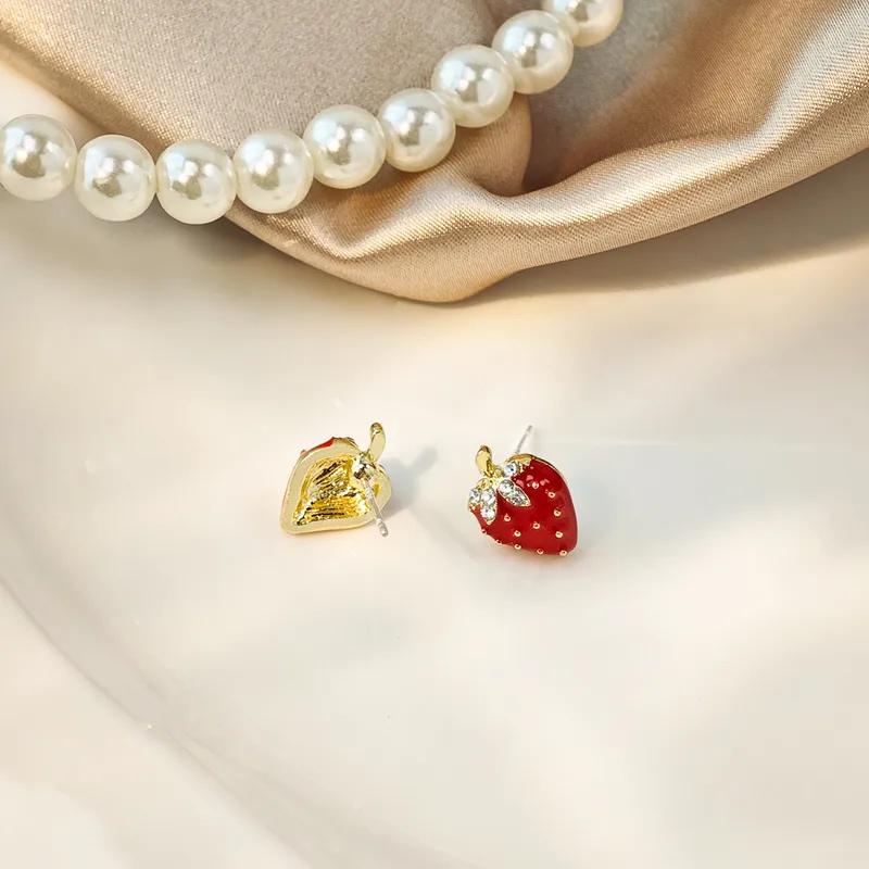 Strawberry Rhinestone Earring Studs