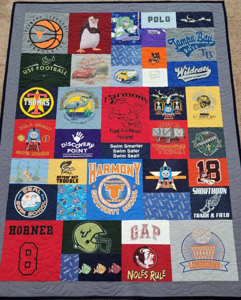 Mosaic T-shirt Quilt with Outer Border.