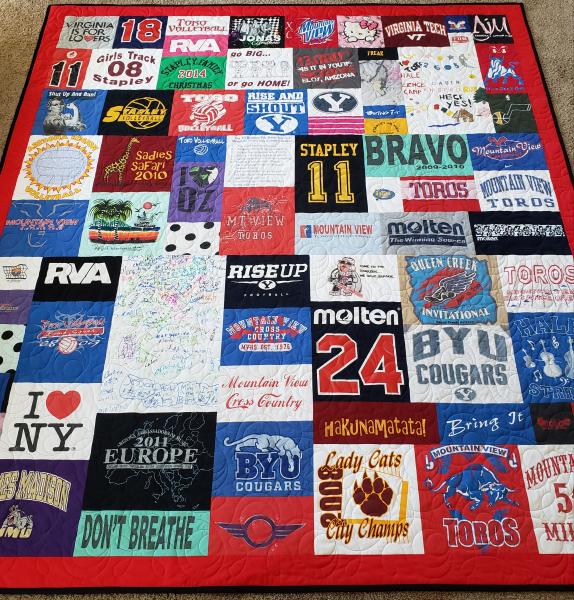 Mosaic T-shirt Quilt with Outer Border.