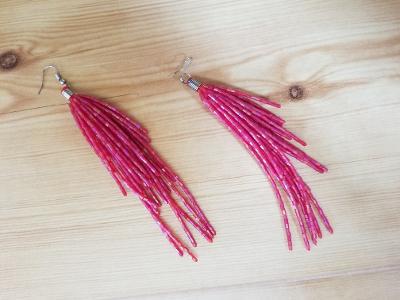 Scarlet Red Fringe Earrings