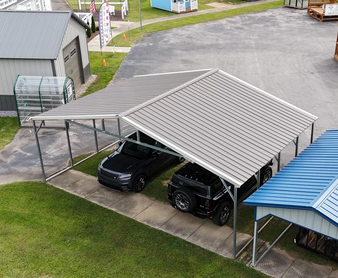 SAVE $879.35 OFF - ONLY $4,005.95 + tax - 30x20x9 VERTICAL ROOF TRIPLE CARPORT COVER